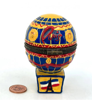 Trinket Box Paris Las Vegas Hot Air Ballon Souvenir Flag Eiffel Tower 3.5" #62 VV MTS|72979