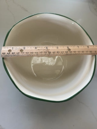 Pioneer Woman Green Serving Mixing Bowl Scalloped Rim Stoneware Medium Size