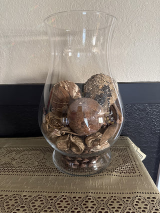 Hurricane  Clear Glass Candle Holder with Natural Fill  Large- RCD|92000