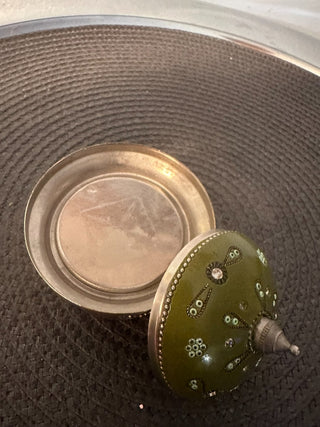 Trinket Box Green Metal Jewel MTS|102093