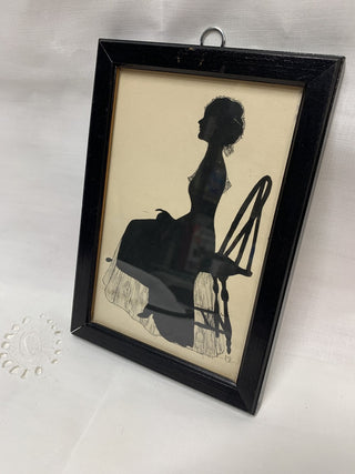 Vintage Silhouette Woman in Chair RSV|71379