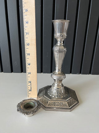 Vintage silver plate ornate candlestick RSV