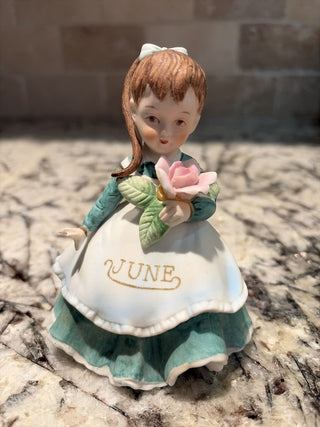 Hand Painted Lefton Porcelain June Birthday Girl with Roses RCD