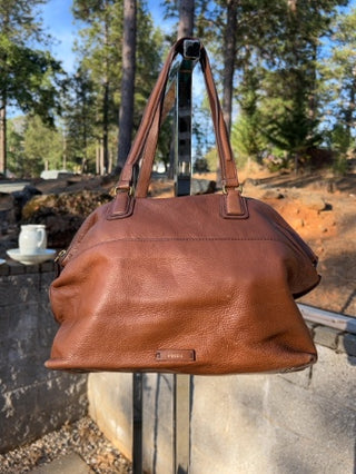 12F AS IS Fossil Cognac Brown Sydney Tote MTS