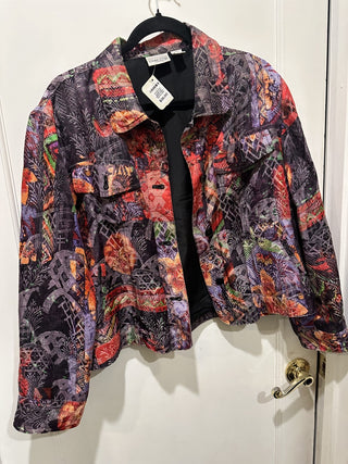 Chico's silk jacket mix pattern  Size 1 #47 VV MTS|97287