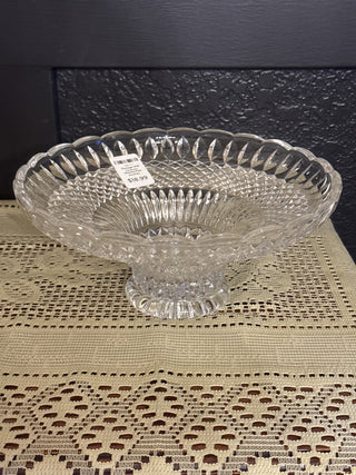 Vintage Mid Century Wexford by Anchor Hocking Diamond Cut Footed Bowl-RCD|102257