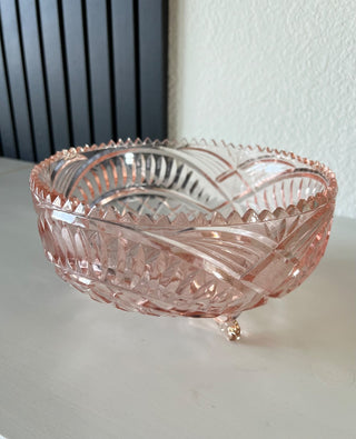 Vintage pink depression glass bowl RSV|116738
