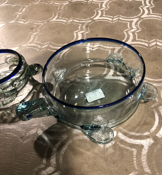 Vtg 1980s Blown Glass Sea Turtle Dish Bowl 12" MTS|71147