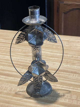 10" Aluminum Folk Art Candlestick, Mexico--SP MTS
