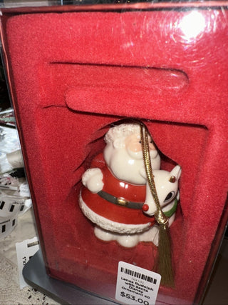 Lenox Rudolph with Santa Disney Ornament 40 years and still glowing new in the box #62 VV MTS