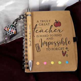 Notebook w/Matching Pen & Beaded Keychain/Bag Tag attachement|71095