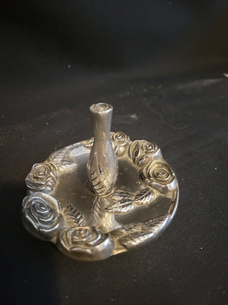 Godinger Raised Roses Silver Plate Ring Holder RCD