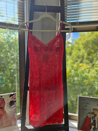 Victoria Secrets Red Sheer Slip MTS|100935