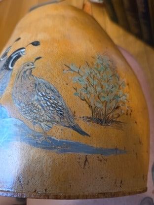 RF Hand Painted Quail Gourd Wall Pocket