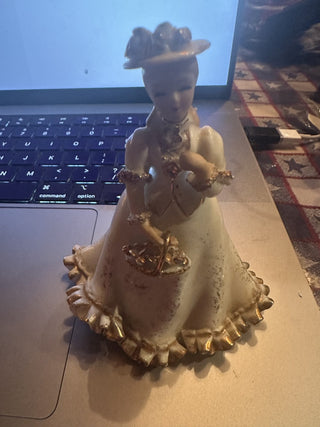 Vintage Lefton 6" Tall Victorian lady white ivory dress collectible figurine #63 VV MTS
