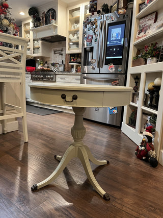 Mid Century Modern Mersman Round Drum Table Chalk Painted RCD|132582