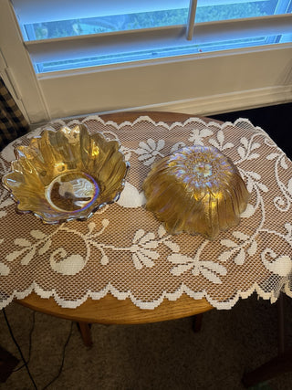 Vintage Yellow Carnival Indiana Glass Sunflower Pattern Serving Bowl - sold separately - RCD