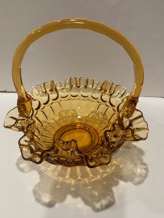 Fenton Amberina Hobnail Ruffled Pedestal Compote MTS
