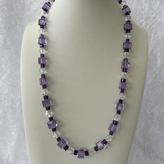 beaded necklace, purple cubes RSV