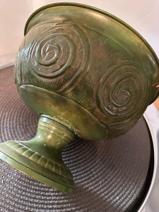 Bowl Pedestal Metal Green MTS