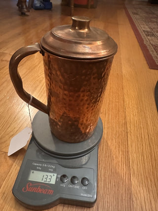 Vintage Hammered Copper Water Pitcher w/ lid MTS -K|59172