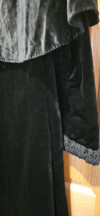Victorian Black Velvet Coat, Hand Sewn, Sz M, RSV