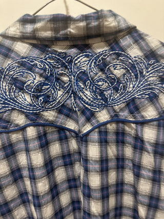 Henna Sleeveless Plaid button up embroidered shirt size 3X #63 VV MTS