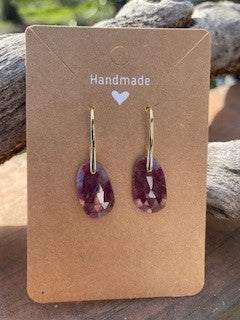 14 ct Natural Ruby Fancy Rose Cut Precious Gemstone Earrings|51127