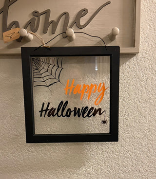 Glass Happy Halloween Sign RSV|112236
