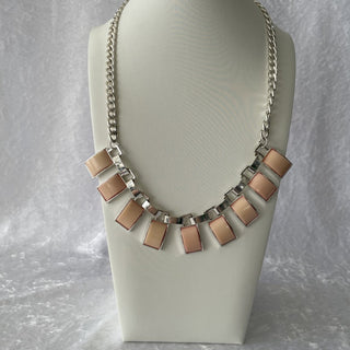 peach and silver tone necklace RSV