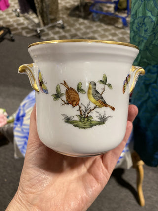 Mid-C Herend Handpainted Rothschild Birds Cachepot MTS