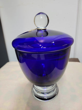 1930's Cobalt Blue & Clear Covered Apothecary Jar RCD|55734