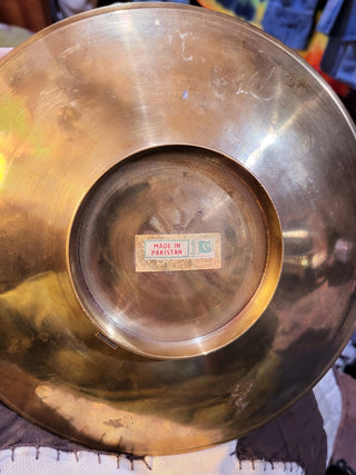 Vintage Brass and enamel Peacock tray. 8" made in Pakistan MTS|132129