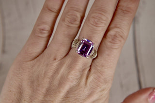 925 Purple Stone Ornate Setting Ring -10|151558