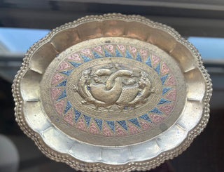 Vintage brass ornate swan platter RSV