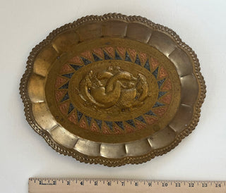Vintage brass ornate swan platter RSV