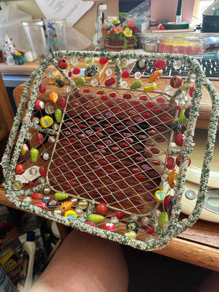 Beaded Metal pyrex dish holder (8"x8"/2 qt dish) 9"x9" RCD|99131