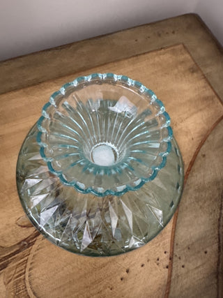 AJ - Teal Blue Glass Pedestal Plate MTS|81156
