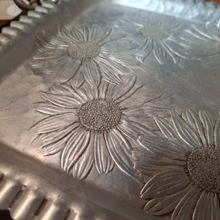 Hand Wrought Hammered Aluminum Sunflower Tray RCD|120344