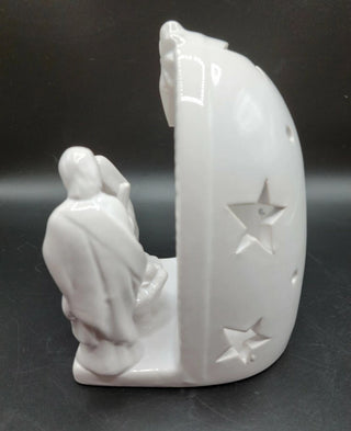 White Ceramic Nativity Set Votive Holder by Creative Co-op 6" H #62 VV MTS