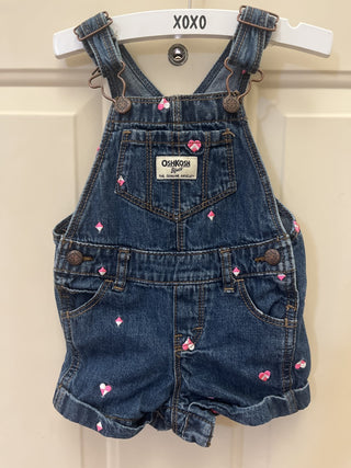 OSHKOSH Vestbak Hearts Denim Shortalls 9 Months - RSV|105994