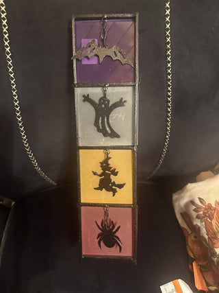 4 Tea light Tower holder Bat, Ghost, Witch, and Spider Glass and Metal #63 VV MTS|118040