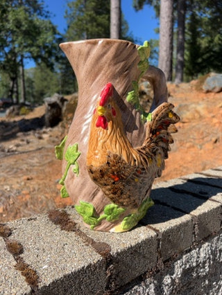 JP 11.5” vintage ceramic rooster water pitcher