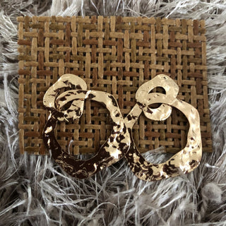 Gold Toned Hammered Cadena Dangling Earrings RSV|161400