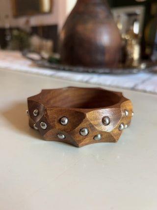 Vintage chunky, faceted wooden bangle bracelet