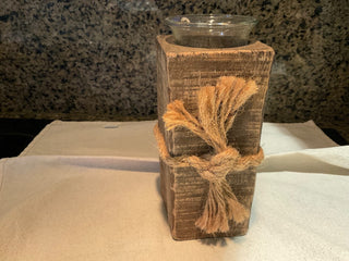 Rustic Wood Tealight Holder 6” RSV|47559