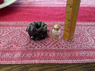 Vintage French perfume bottle in purple velvet pouch 1.5” high|49001