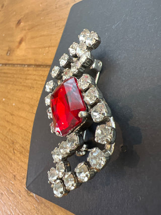Large Red Rhinestone brooch W. Germany|50128