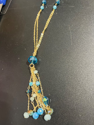 Gold/Aquamarine necklace|65600