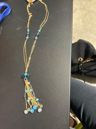Gold/Aquamarine necklace|65601